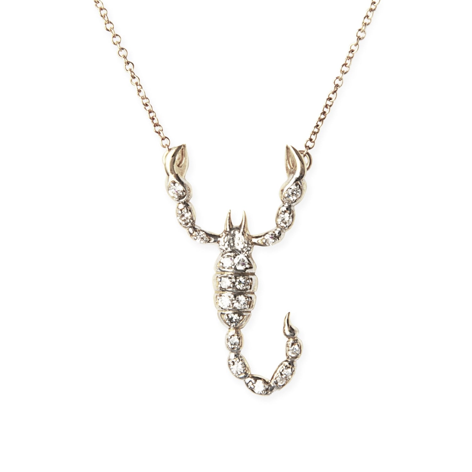 Scorpion Pendant in 14K Gold and White Rhodium with Diamonds Large