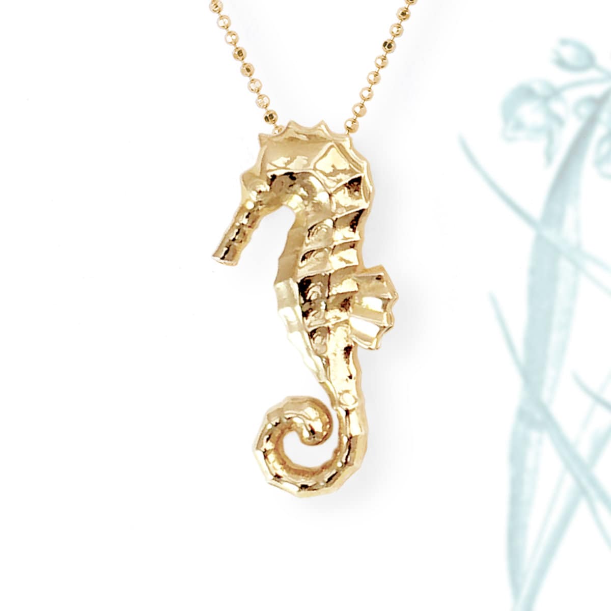 14k Solid Gold Large Seahorse Pendant Necklace Necklaces & Pendants J.Herwitt