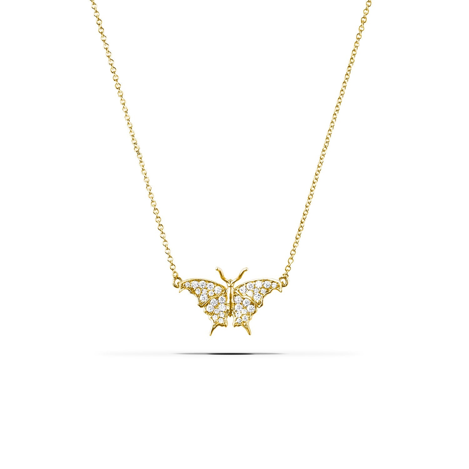Diamonds 14k Gold Butterfly Front-View Small Pendant Necklace Necklaces & Pendants My Store