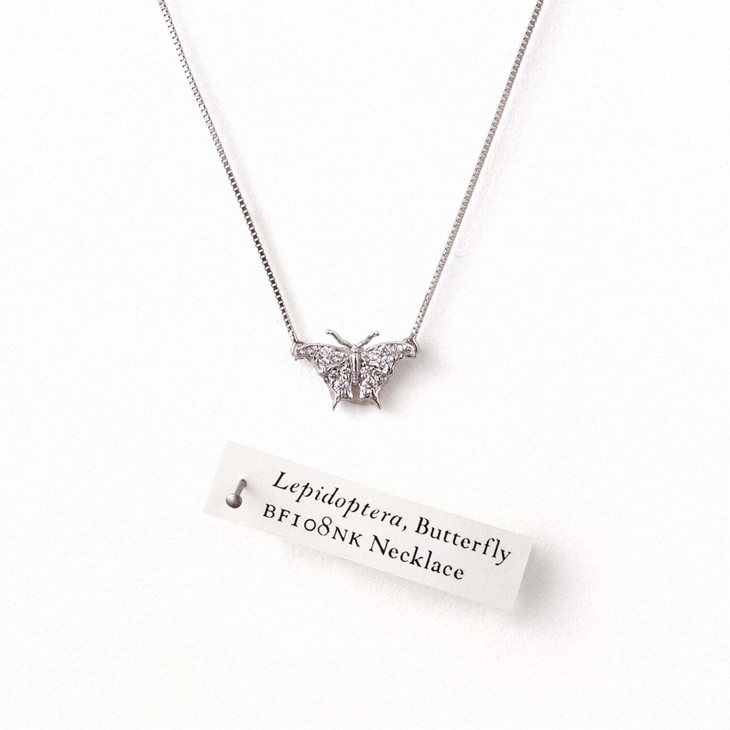 Diamonds 14k White Gold Butterfly Front-View Small Pendant Necklace Necklaces & Pendants My Store