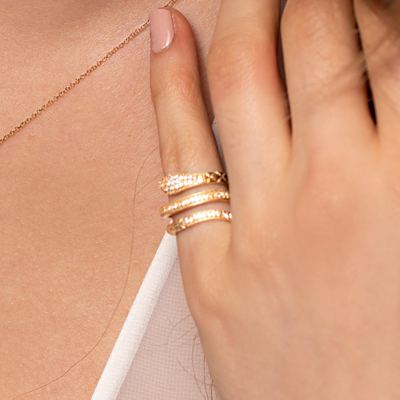 Small Snake Ring | 14k Yellow Gold | White Rhodium | Sapphires Rings J.HERWITT