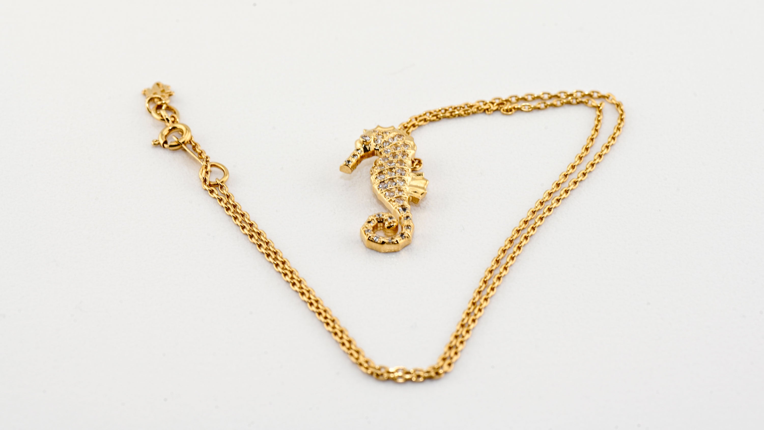 14k Solid Gold Large Seahorse Pendant Necklace Necklaces & Pendants J.Herwitt