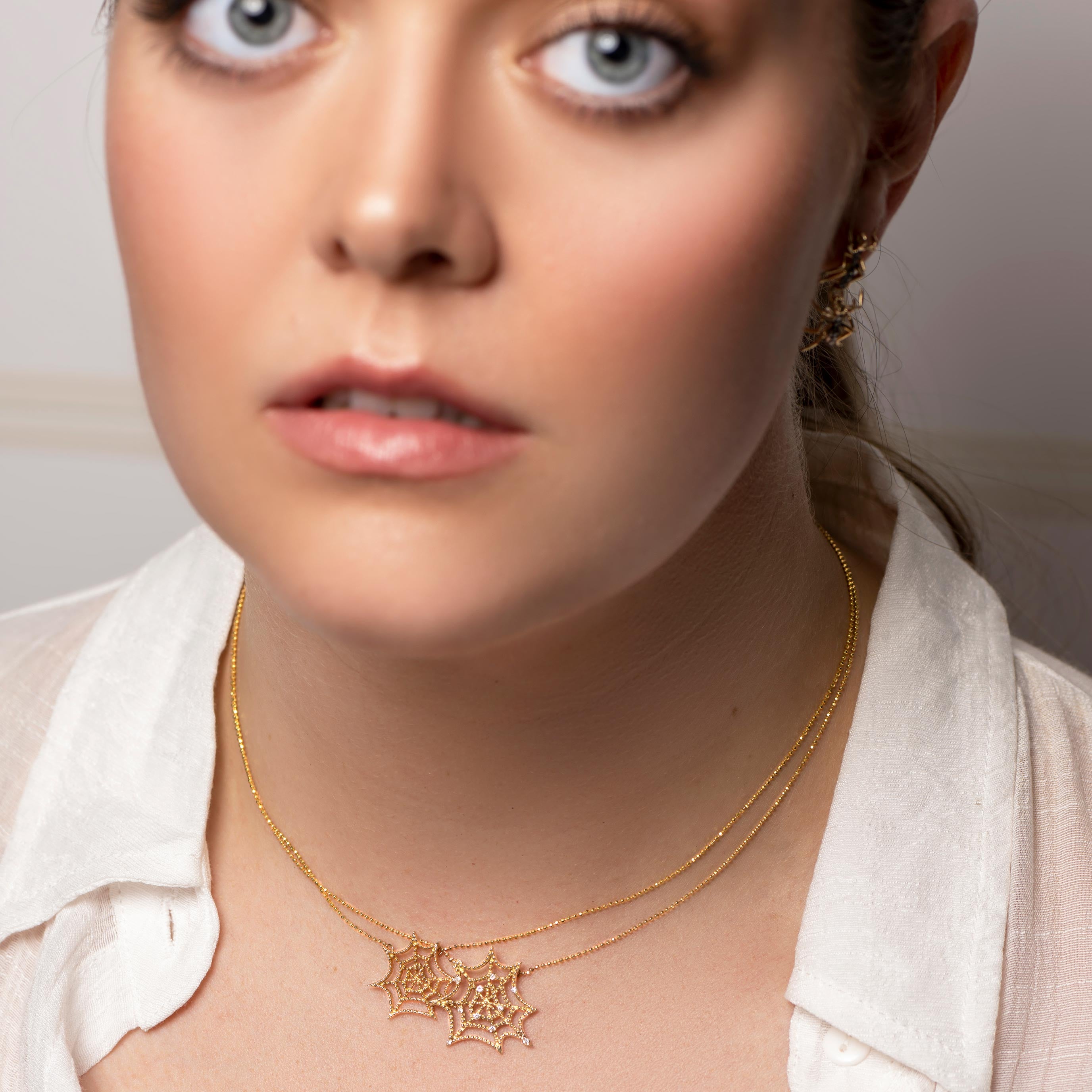 14k Gold Plated Spiderweb Pendant Necklace Necklaces & Pendants J.Herwitt