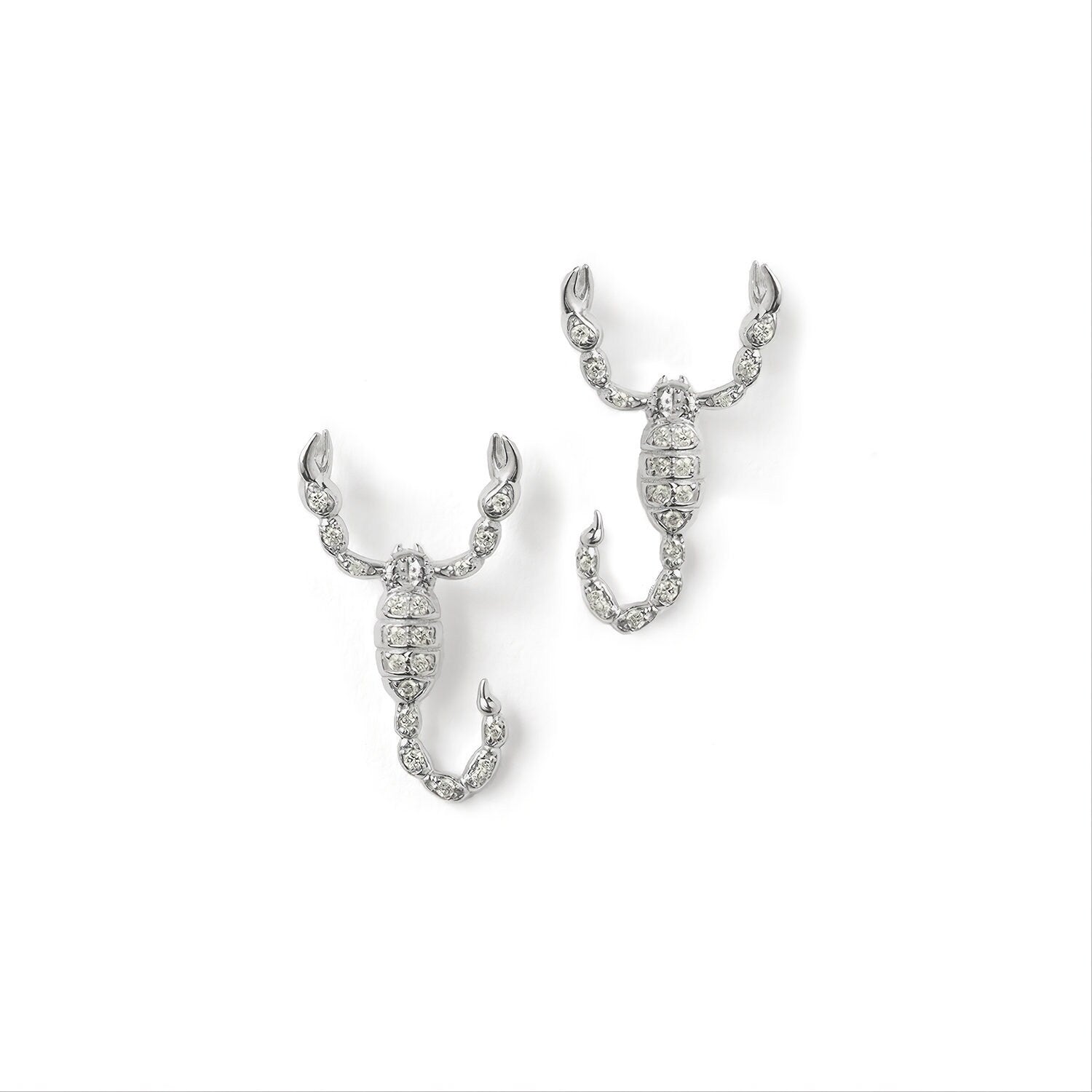Diamonds 14k White Gold Small Scorpion Earrings Earrings My Store