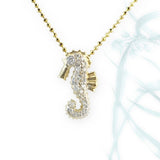 Jherwitt Seahorse Pendant in 14k Gold with Diamonds, small Necklaces & Pendants My Store
