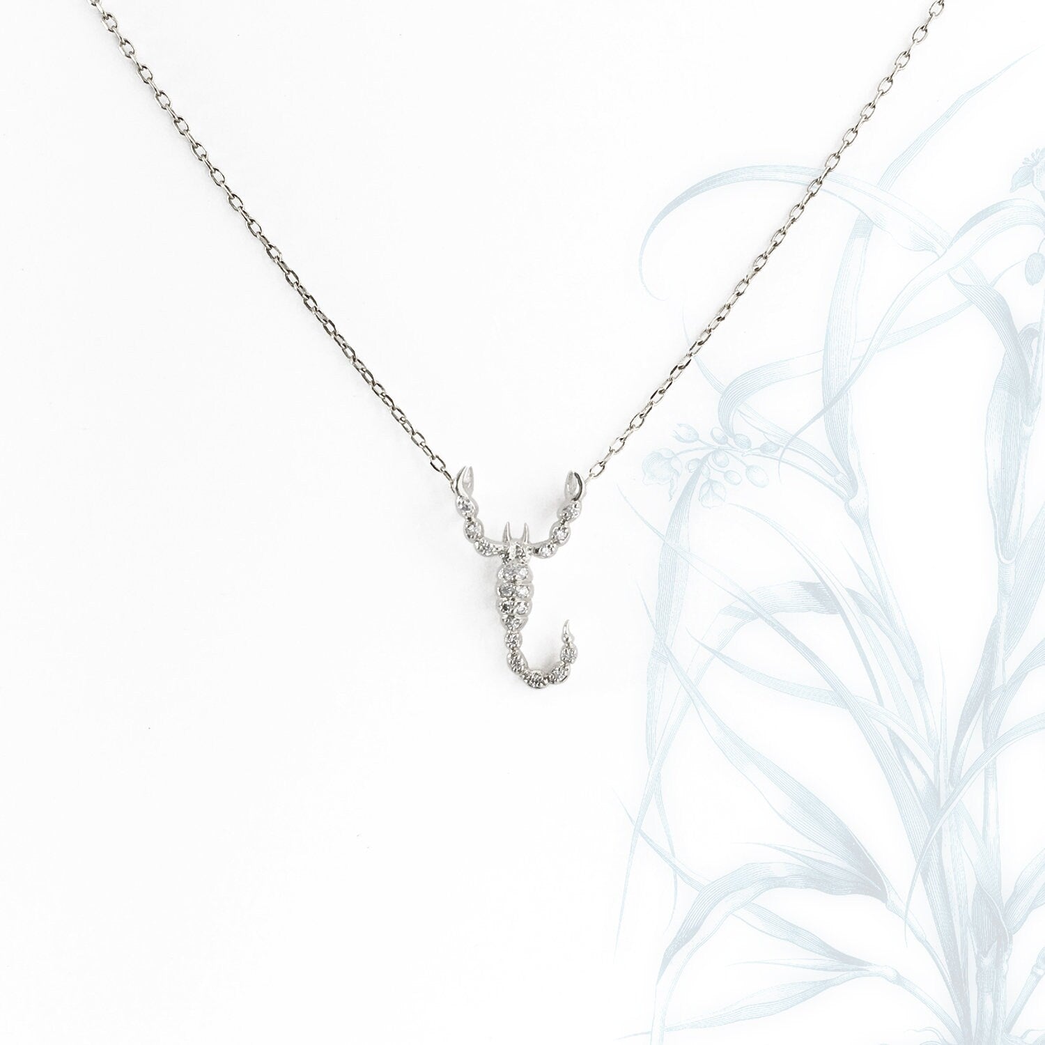 Diamonds 14k White Gold Small Scorpion Pendant Necklace Necklaces & Pendants My Store