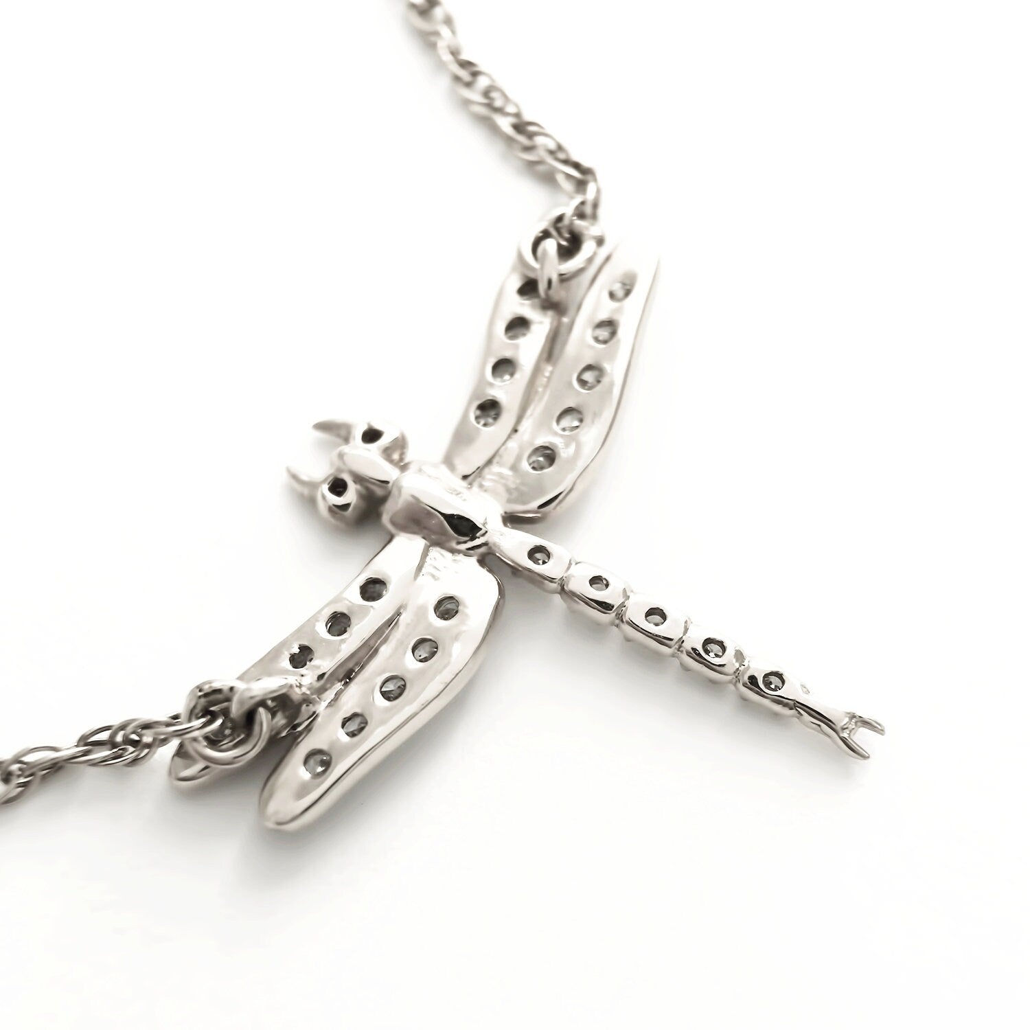 Diamonds 14k White Gold Dragonfly Small Pendant Necklace Necklaces & Pendants My Store