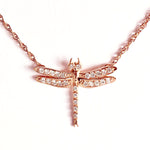 Diamonds 14k Rose Gold Small Dragonfly Pendant Necklace Necklaces & Pendants My Store