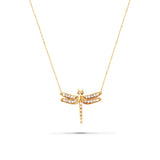 Diamonds 14k Gold Small Dragonfly Pendant Necklace Necklaces & Pendants My Store