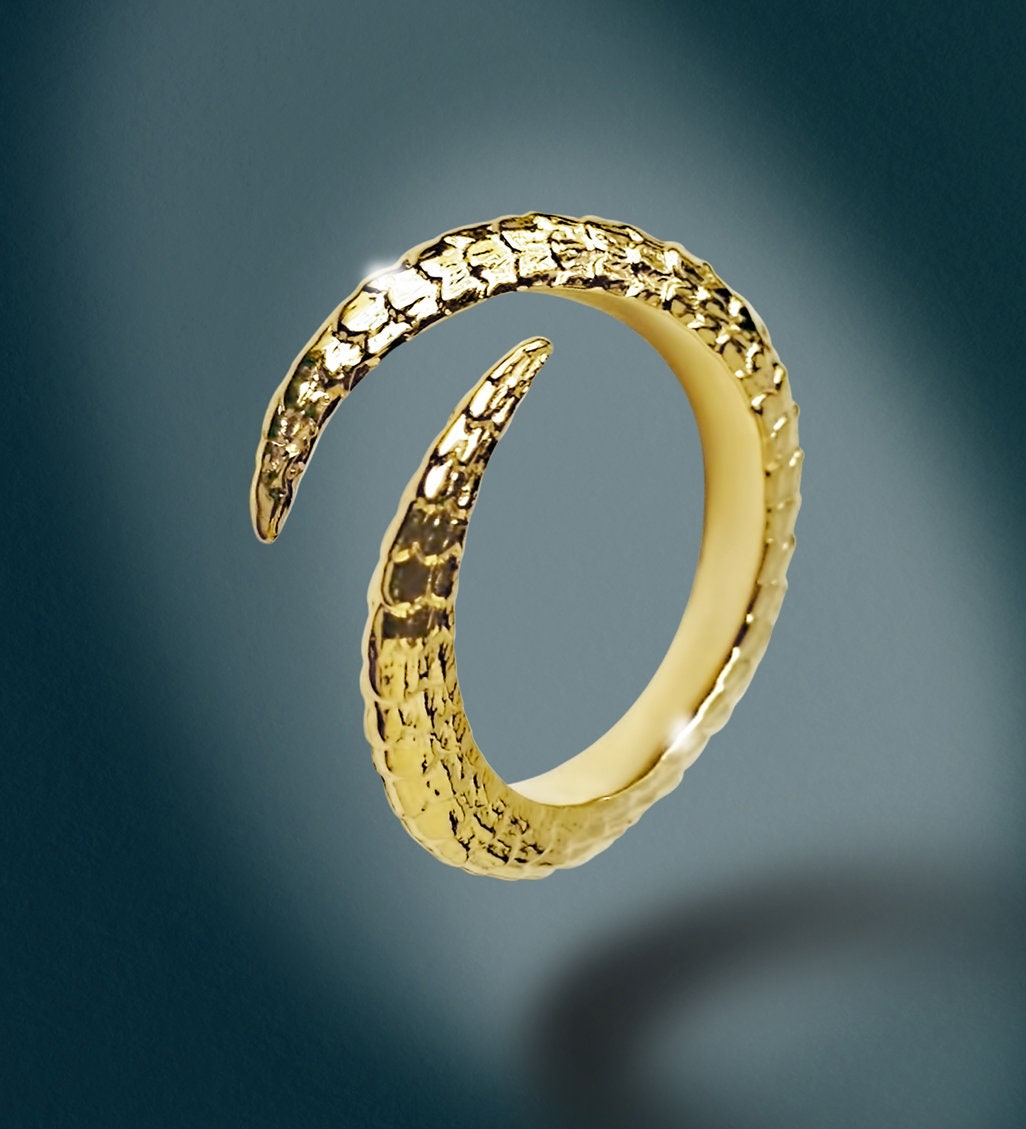 14k Solid Gold Reptilian Single Claw Ring Rings My Store