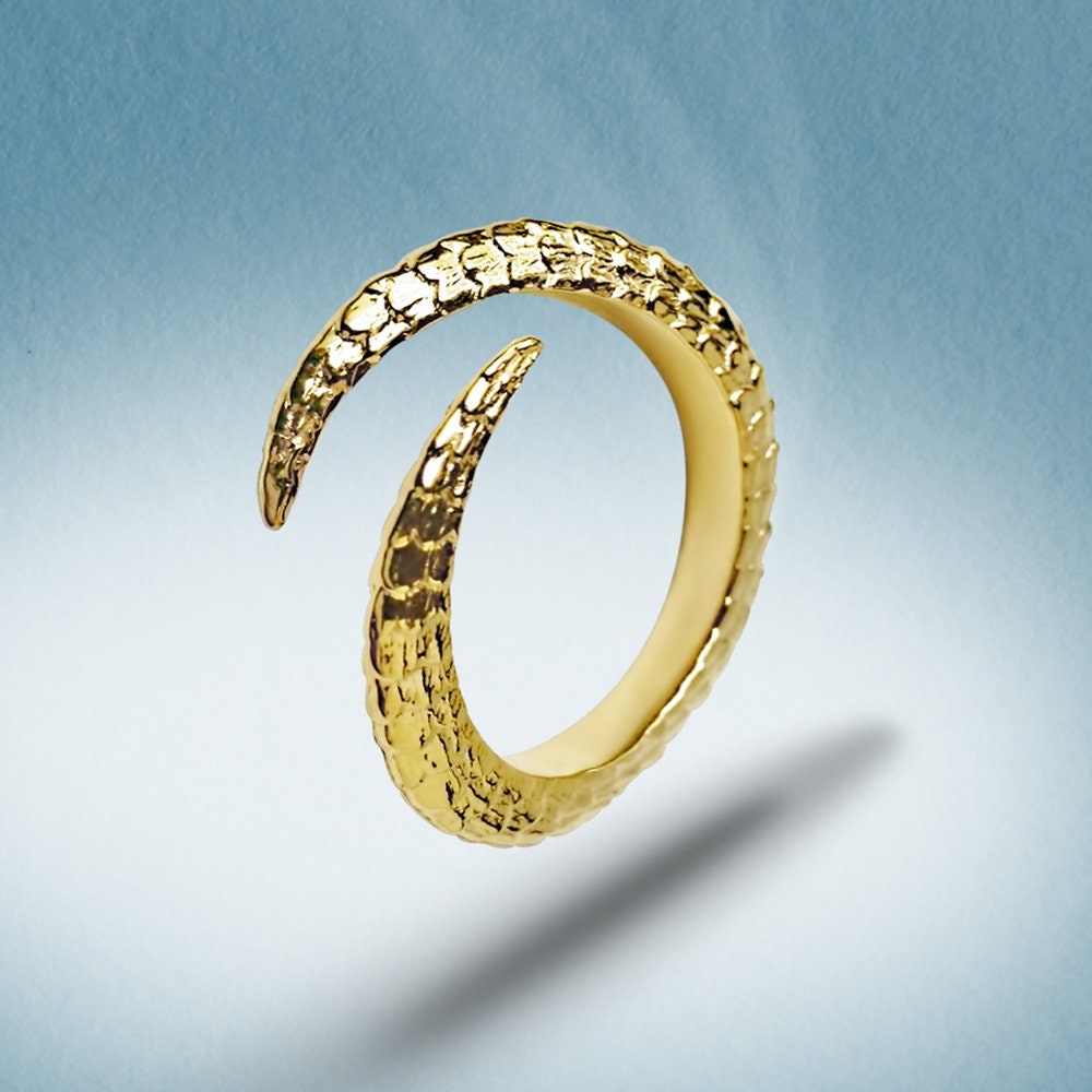 14k Solid Gold Reptilian Single Claw Ring Rings My Store