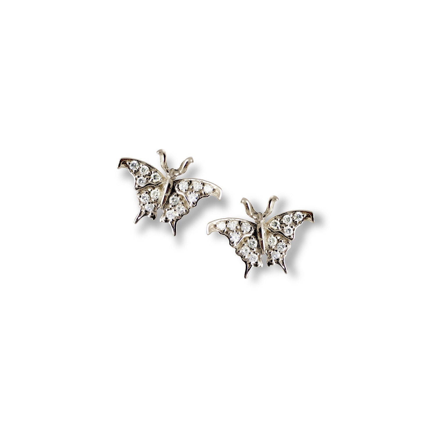 Diamonds 14k White Gold Butterfly Front-View Small Earrings Earrings My Store