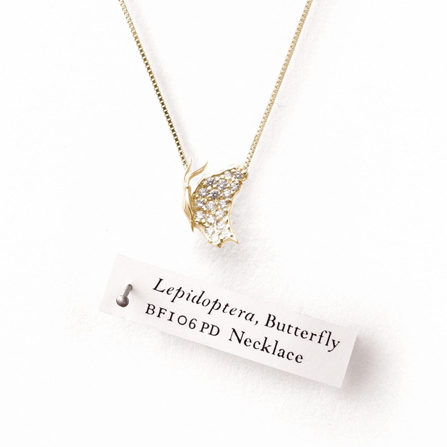 Diamonds 14k Gold Butterfly Small Side-View Pendant Necklace Necklaces & Pendants My Store