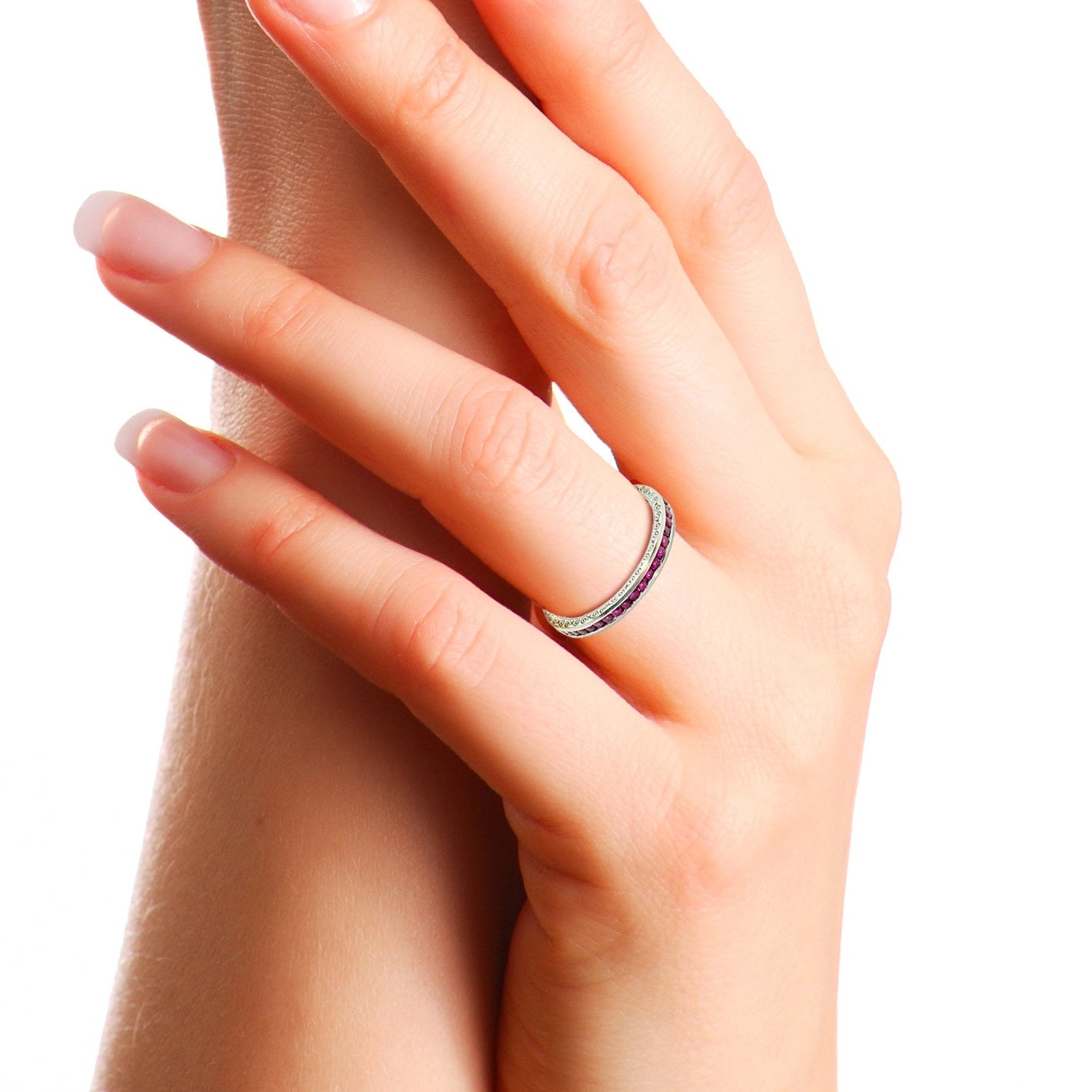 Rubies 14k White Gold Eternity Band Eternity Bands My Store