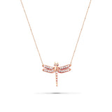 Diamonds 14k Rose Gold Small Dragonfly Pendant Necklace Necklaces & Pendants My Store