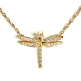 Diamonds 14k Gold Small Dragonfly Pendant Necklace Necklaces & Pendants My Store