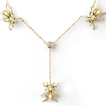 White Sapphires 14k Solid Gold 3 Ants Lariat Necklace Lariat Necklaces My Store