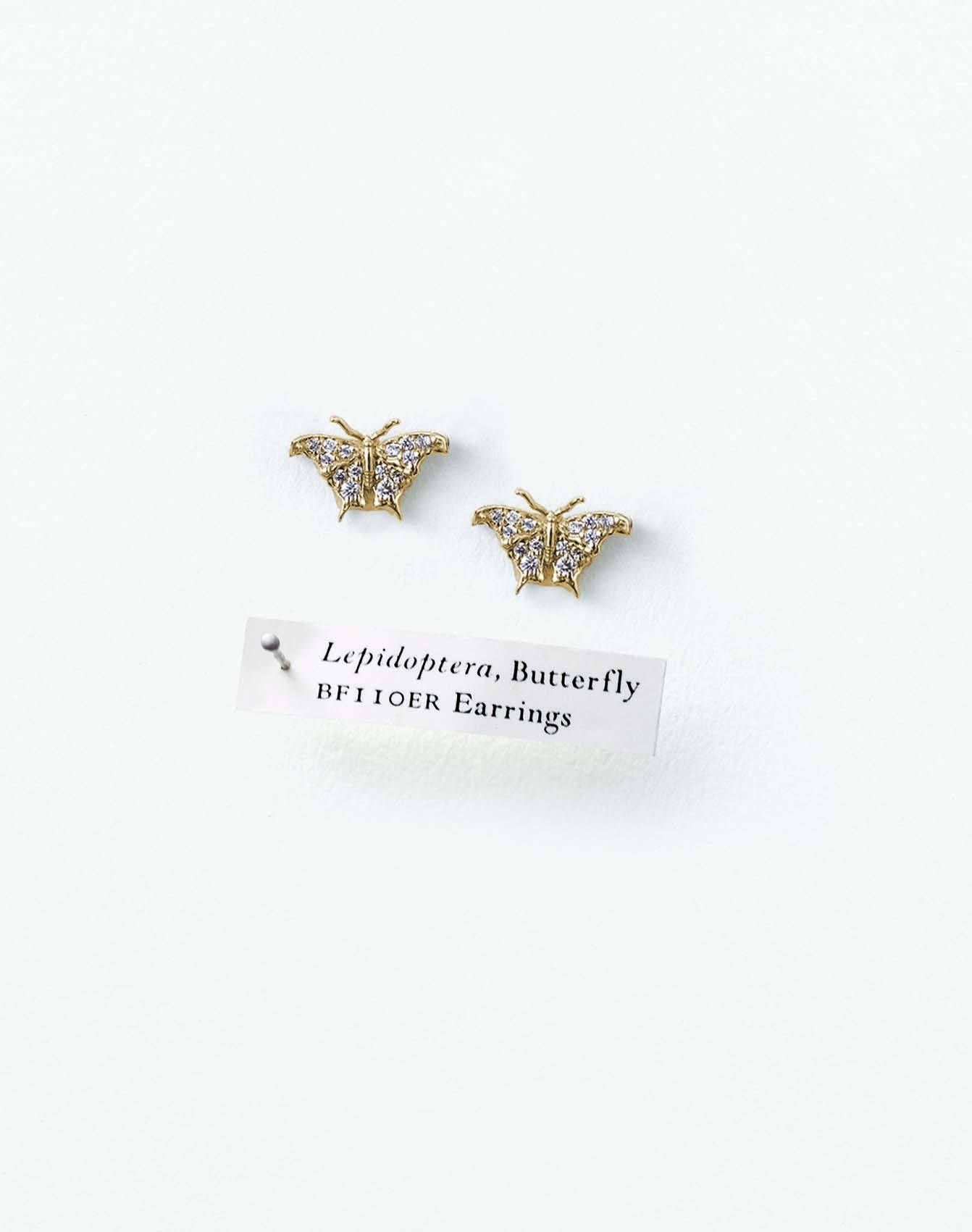 Diamond 14k Gold Butterfly Earrings Front View / Small Earrings My Store