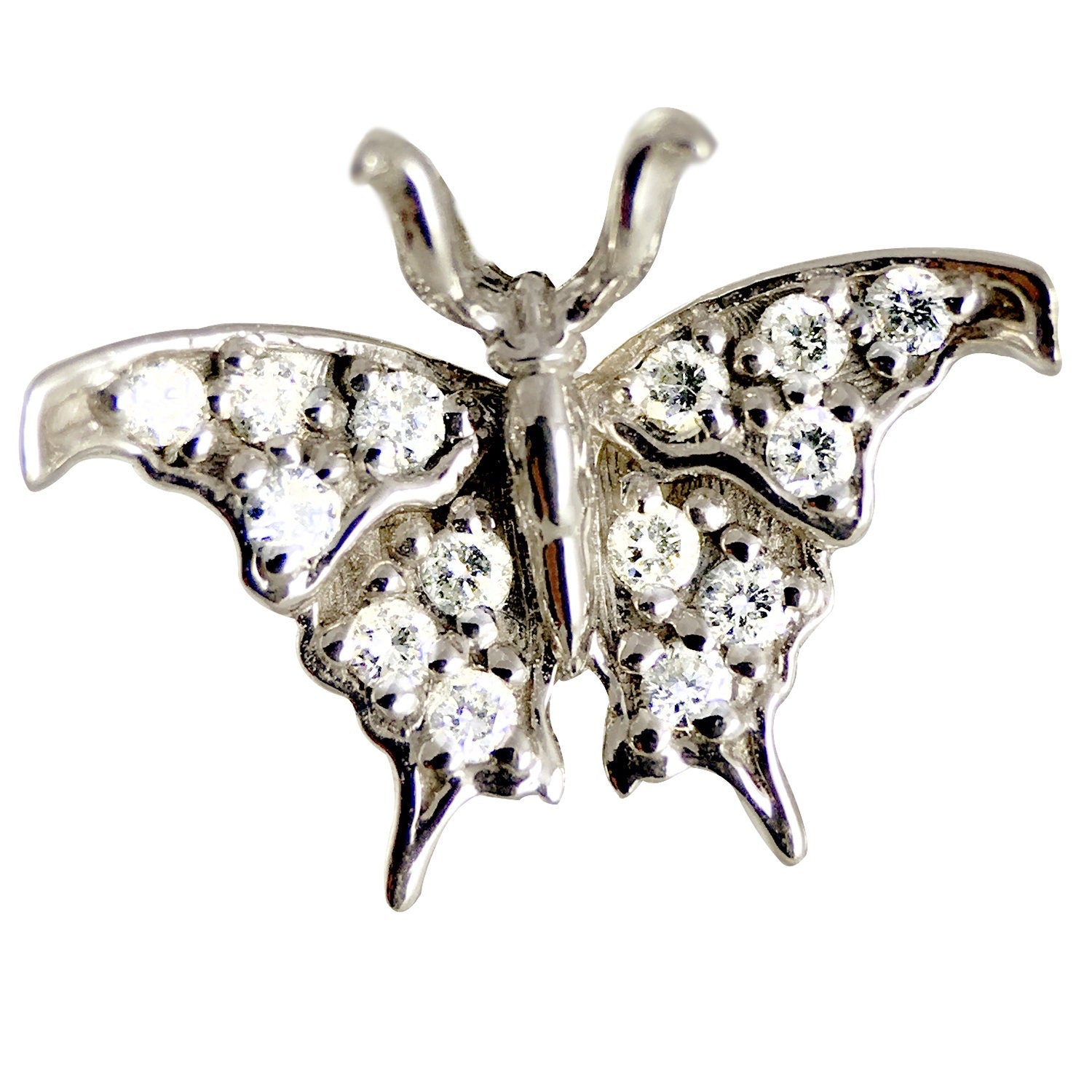 Diamonds 14k White Gold Butterfly Front-View Small Earrings Earrings My Store