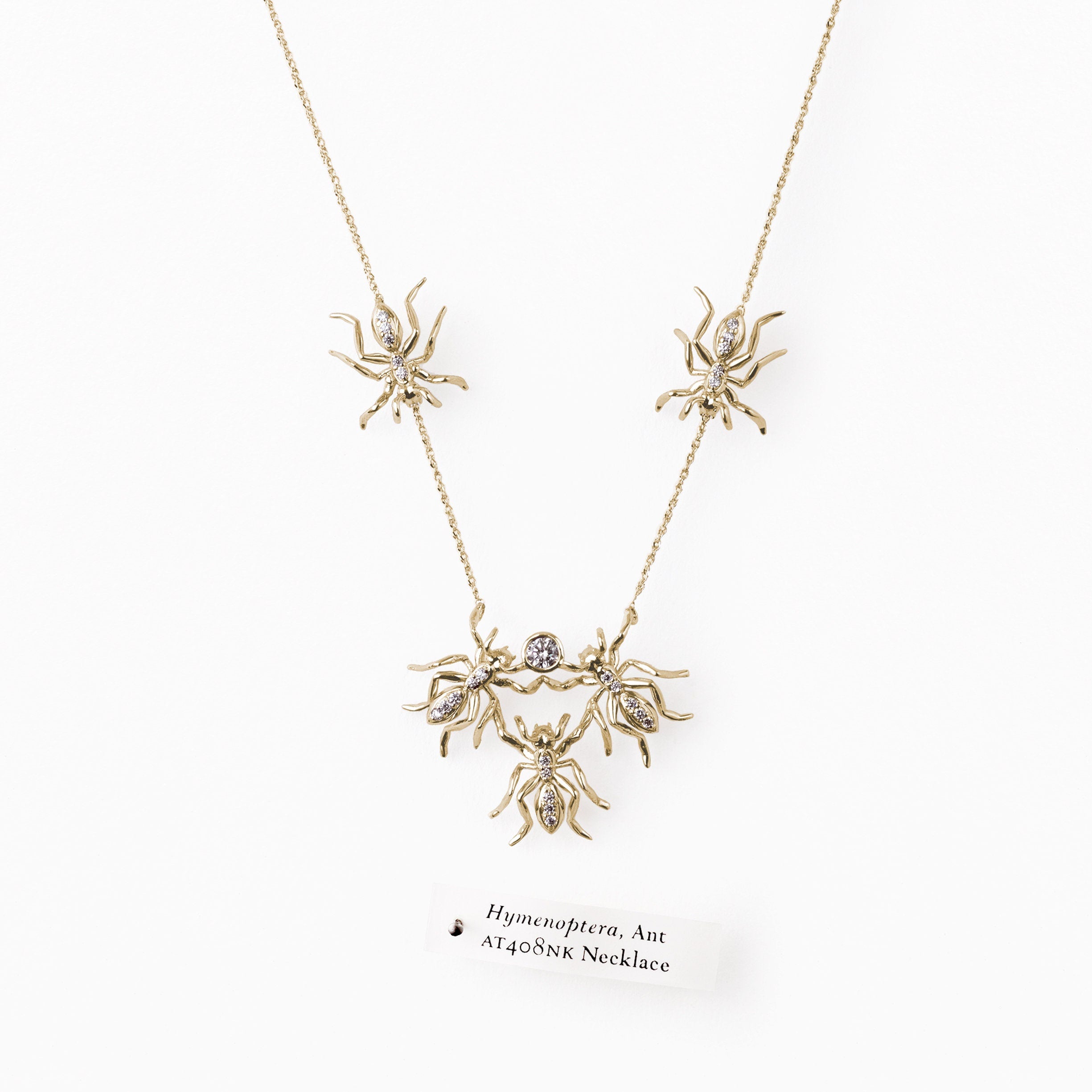 14k Yellow Gold Diamond 5-Ant Crumb Pendant Necklace Necklaces & Pendants My Store