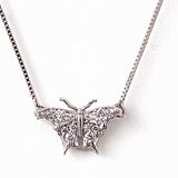 Diamonds 14k White Gold Butterfly Front-View Small Pendant Necklace Necklaces & Pendants My Store