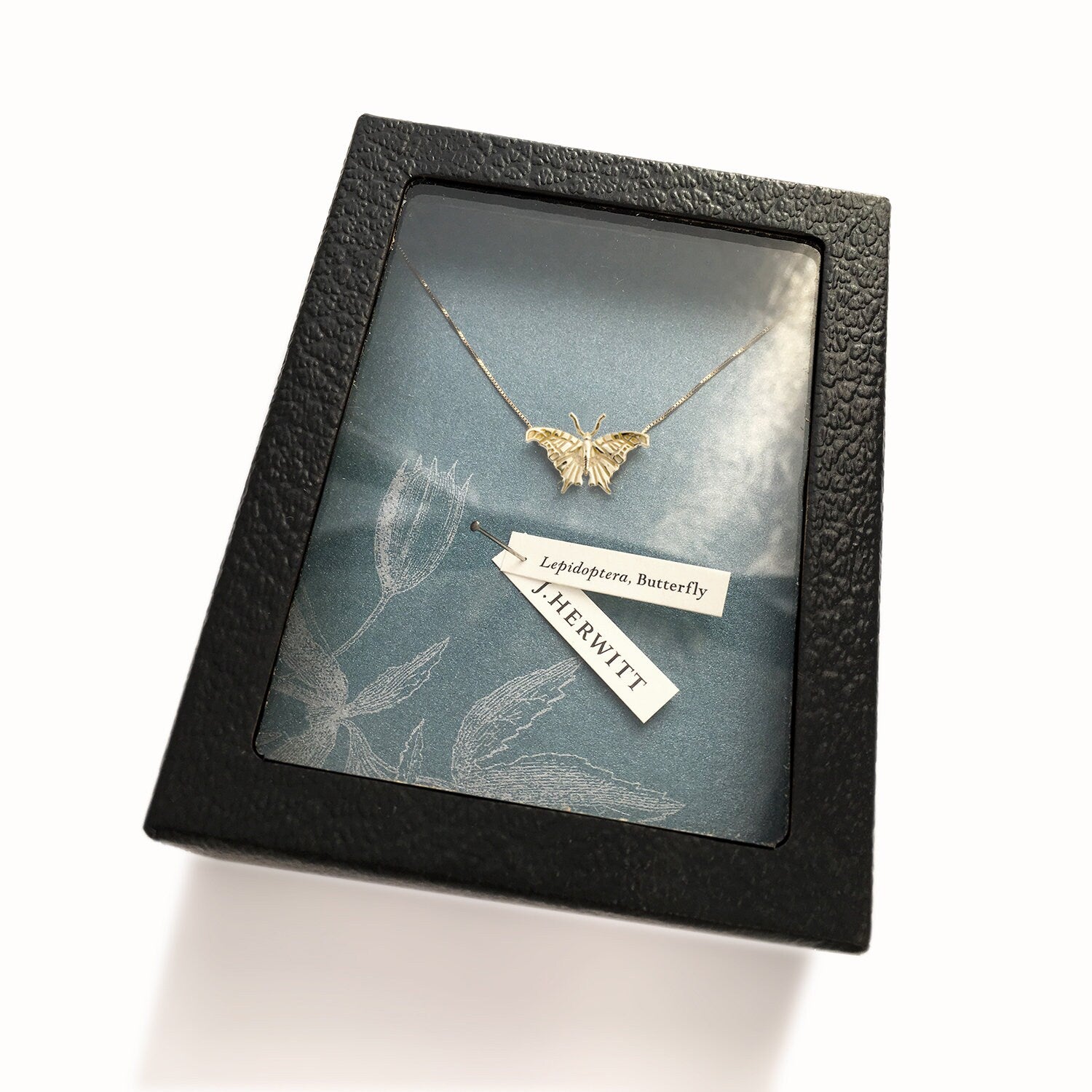 14k Solid Gold Butterfly Large Pendant Necklace Front View Necklaces & Pendants J.Herwitt