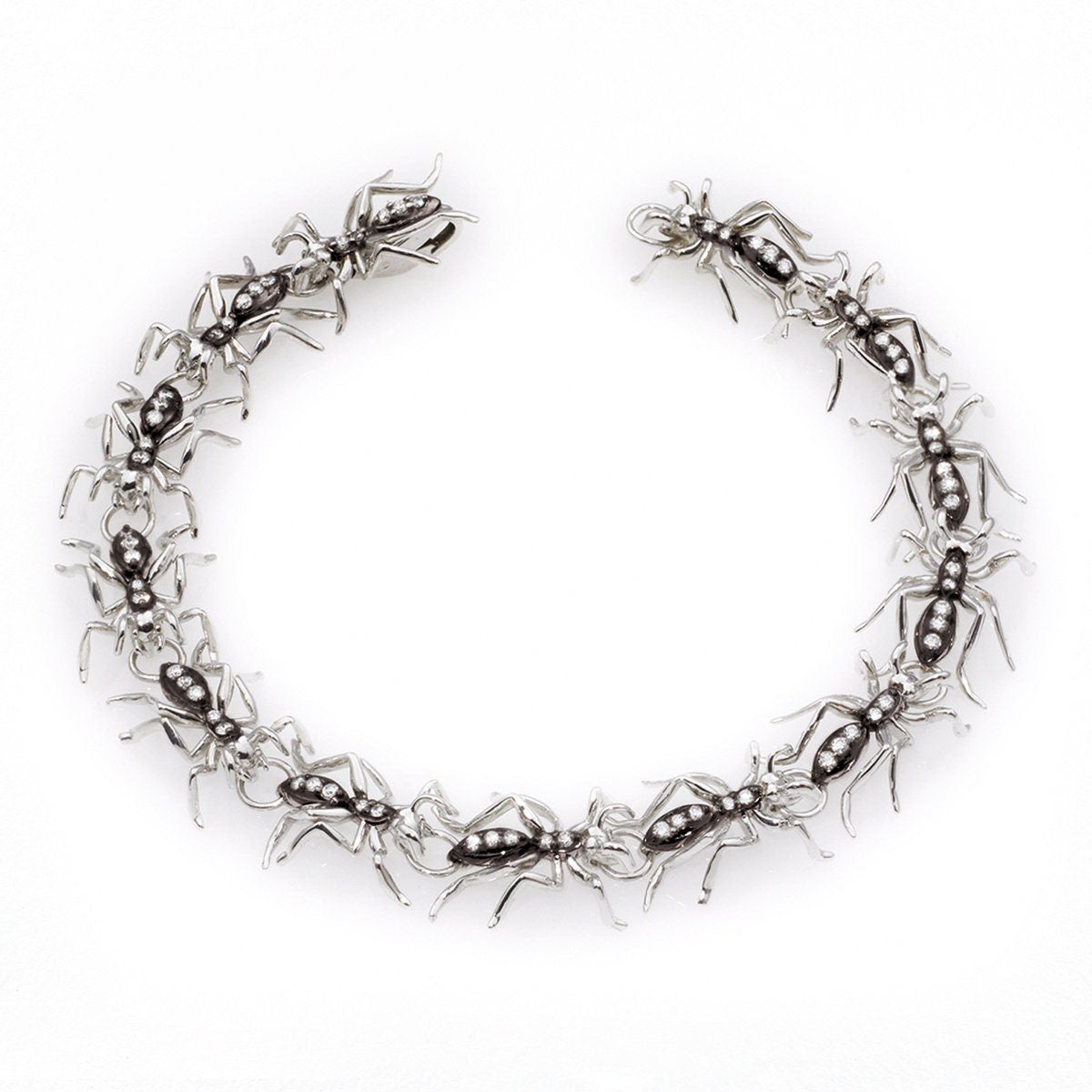 Diamonds 14k White Gold Black Rhodium Ant Link Bracelet Bracelets My Store
