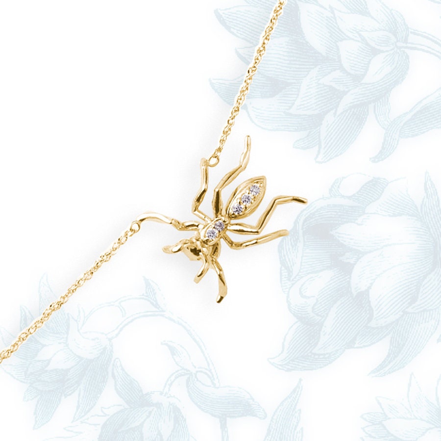 Diamond 14k Yellow Gold 3 Ant Lariat Pendant Necklace Lariat Necklaces My Store
