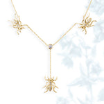 Diamond 14k Yellow Gold 3 Ant Lariat Pendant Necklace Lariat Necklaces My Store