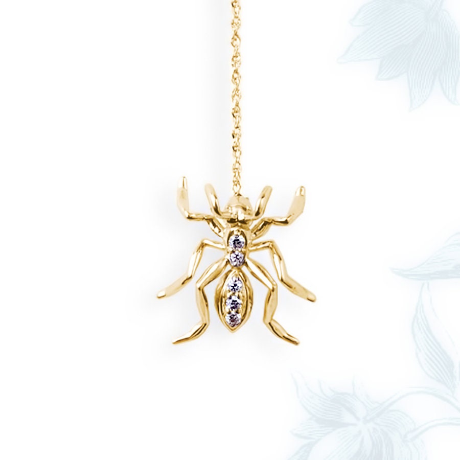 Diamond 14k Yellow Gold 3 Ant Lariat Pendant Necklace Lariat Necklaces My Store