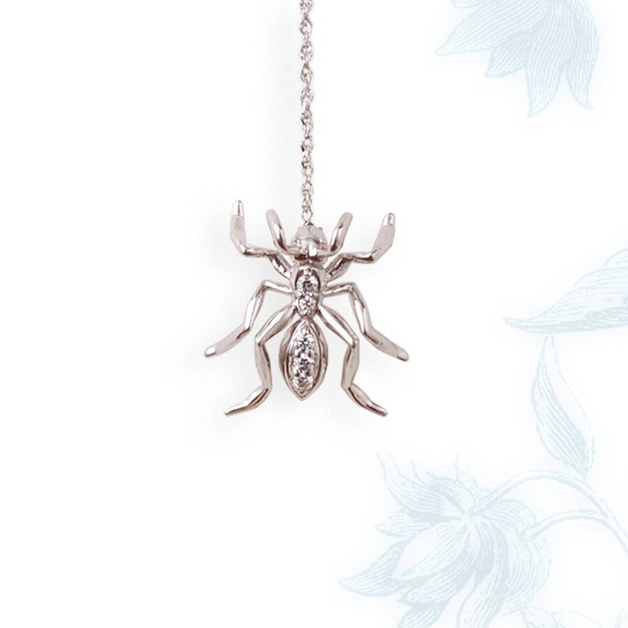 Diamond 14k White Gold 3 Ant Lariat Pendant Necklace Lariat Necklaces My Store