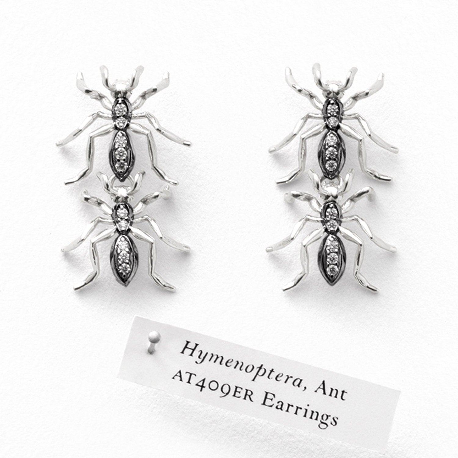 Black Rhodium Diamonds 14k White Gold Double Ant Earrings Earrings My Store