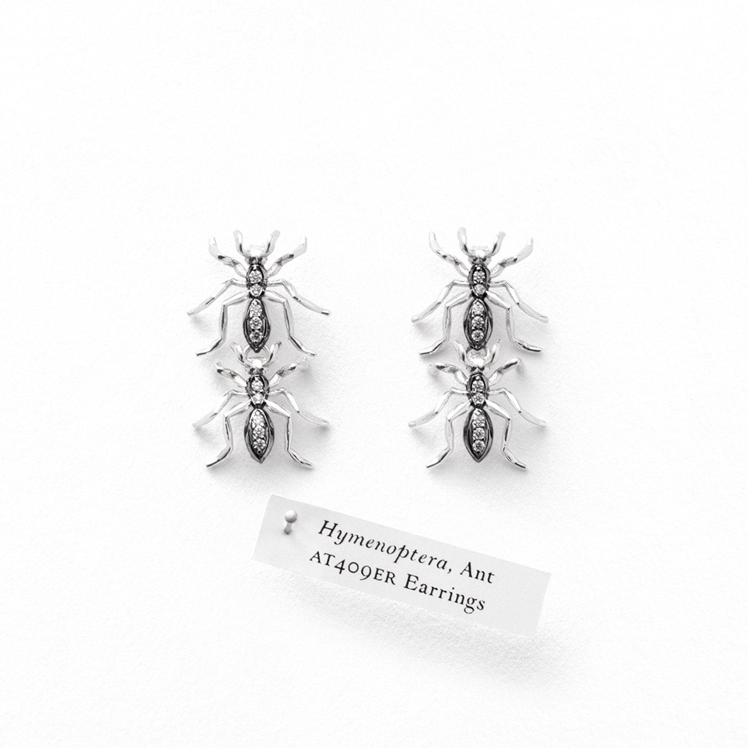 Black Rhodium Diamonds 14k White Gold Double Ant Earrings Earrings My Store