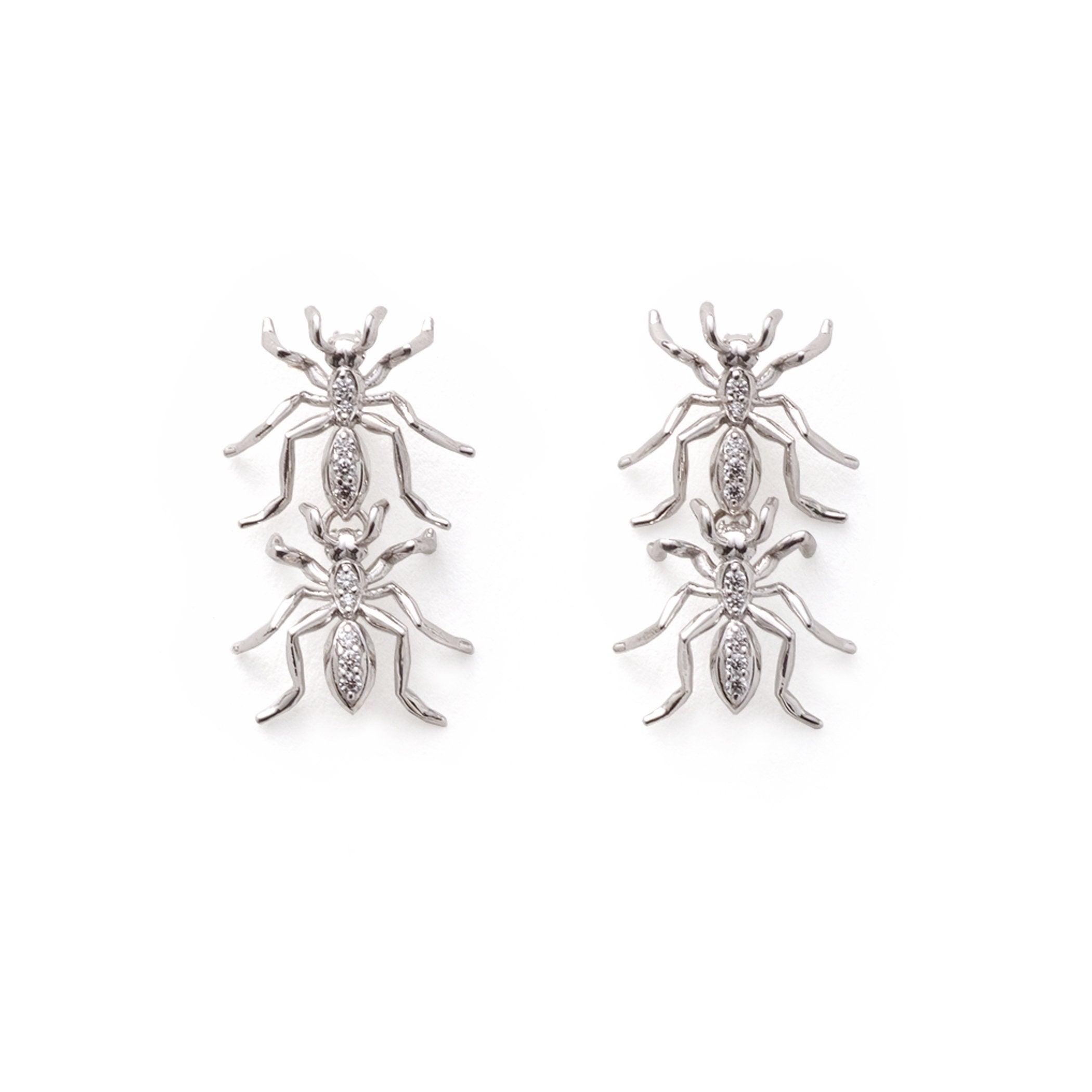 Diamond 14k White Gold Double Ant Earrings Earrings My Store