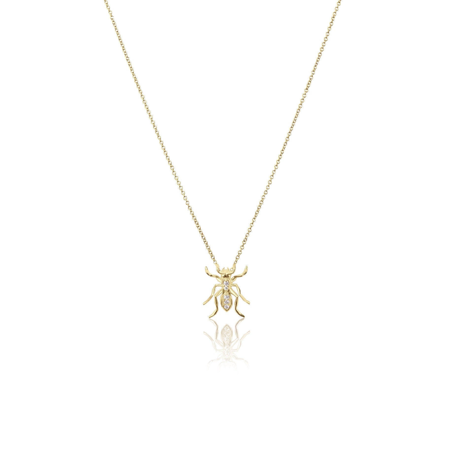 Diamond 14k Yellow Gold Single Ant Pendant Necklace Necklaces & Pendants My Store