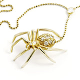 White Sapphires 14k Gold Plated Large Spider Lariat Pendant Necklace Lariat Necklaces My Store