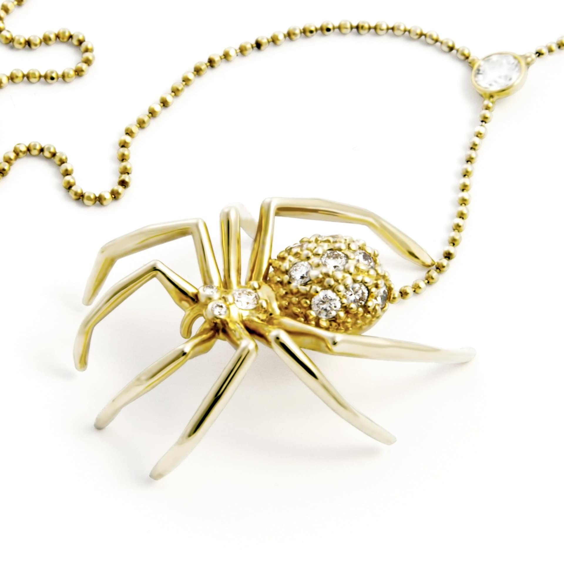 White Sapphires 14k Gold Plated Large Spider Lariat Pendant Necklace Lariat Necklaces My Store