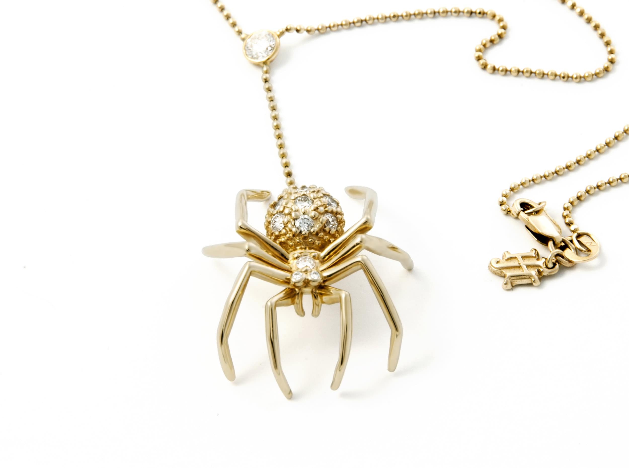 White Sapphires 14k Gold Plated Large Spider Lariat Pendant Necklace Lariat Necklaces My Store